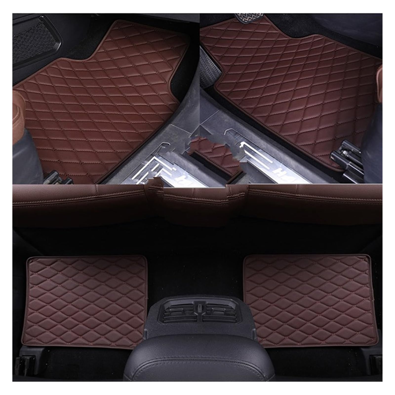 Fahrermatte Auto Fußmatten Universal Leder Für Auto Boden Matte Für Sierra Für Yukon Auto Sitzbezüge Auto Innen Teile Styling Teppich(Coffee) von FIYFIOW