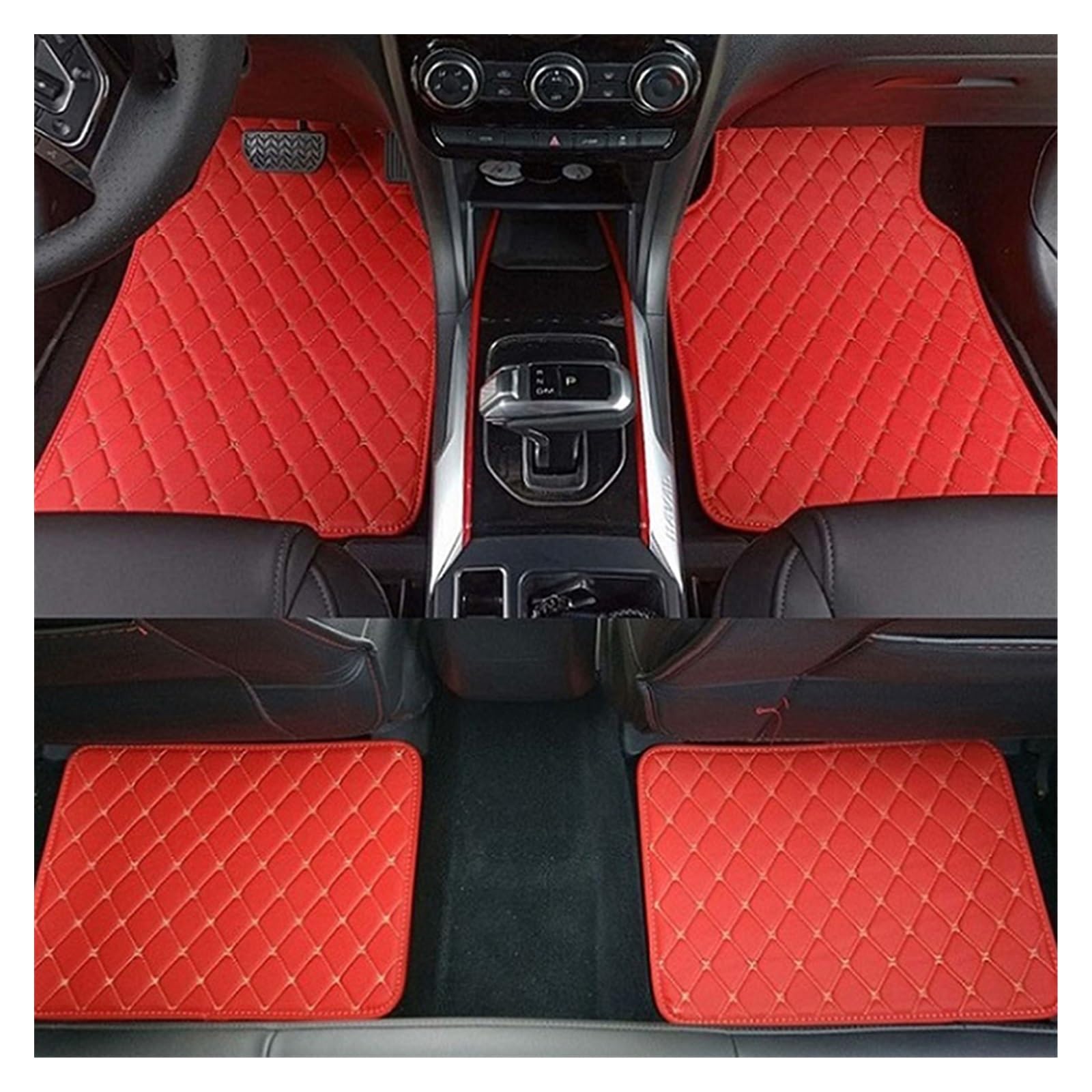 Fahrermatte Auto Fußmatten Universal Leder Für Auto Boden Matte Für Sierra Für Yukon Auto Sitzbezüge Auto Innen Teile Styling Teppich(Rot) von FIYFIOW