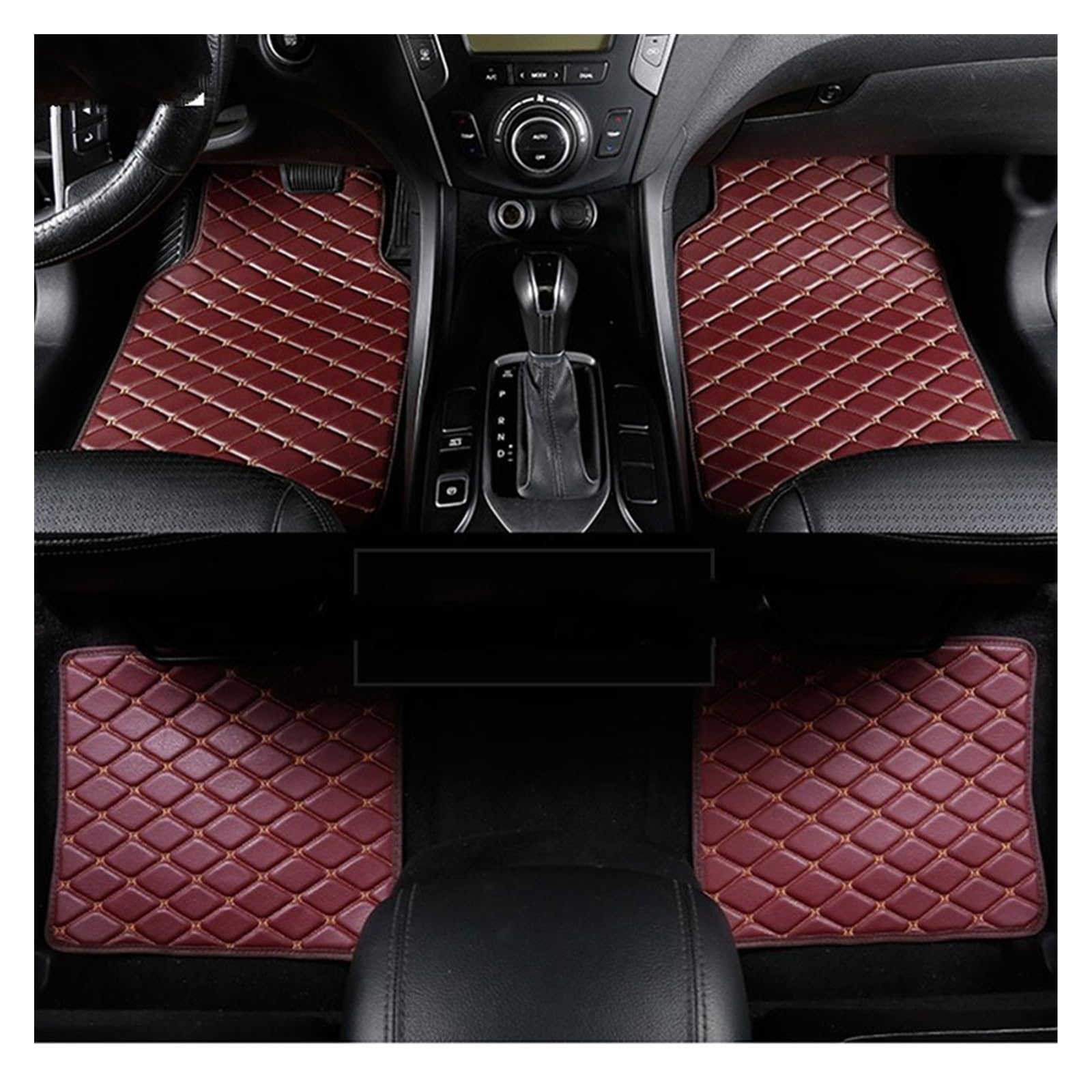 Fahrermatte Auto Fußmatten Universal Leder Für Auto Boden Matte Für Sierra Für Yukon Auto Sitzbezüge Auto Innen Teile Styling Teppich(Wine red) von FIYFIOW
