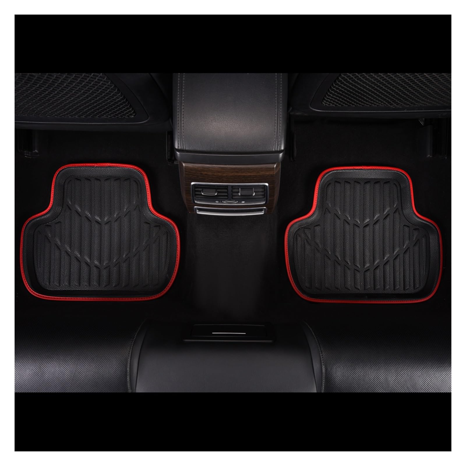 Fahrermatte Auto Fußmatten Universal Leder PVC Auto Fußmatten Auto Zubehör Schwarz Rot Fuß Pads Wasserdicht Anti Schmutzig Für Alle Autos(Red Back 2pc) von FIYFIOW
