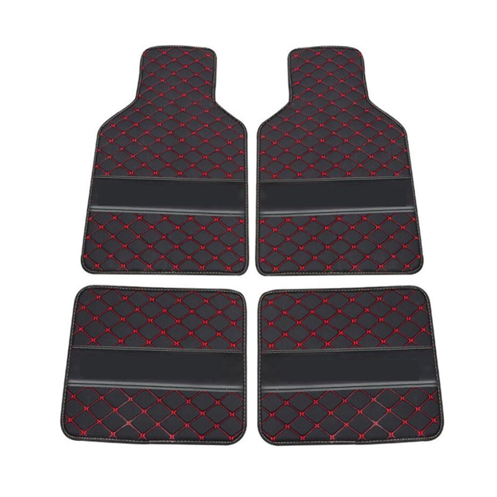 Fahrermatte Auto Fußmatten Universell Für Alle Autos Auto-Fußmatten Individuelle Textfarbe Leder Auto-Teppich rutschfeste Innenzubehör-Matten(Black red) von FIYFIOW