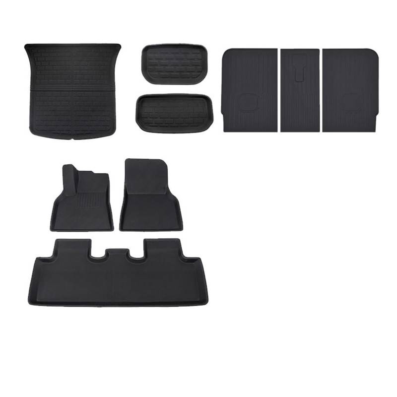Fahrermatte Auto Fußmatten wasserdichte Auto Fußmatten Stamm Matte Für Tesla Für Modell 3 Y 2023 Links/Rechts Fahren Alle Wetter XPE Anti-Slip Pads Zubehör(Y-Kit B -Left) von FIYFIOW