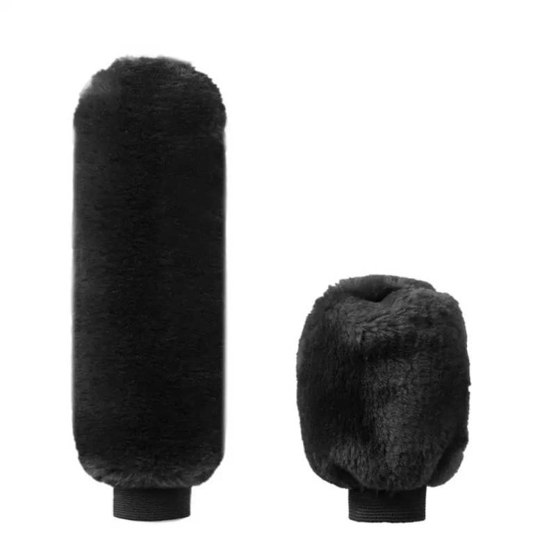 FIYVNSOP Schalthebel 2 Stück Auto-Handbremsgriff-Schutzhüllen Schaltknauf-Schutzhülle Plüsch-Handbremsgriff-Schutzhülle Weich Und Warm(Black) von FIYVNSOP