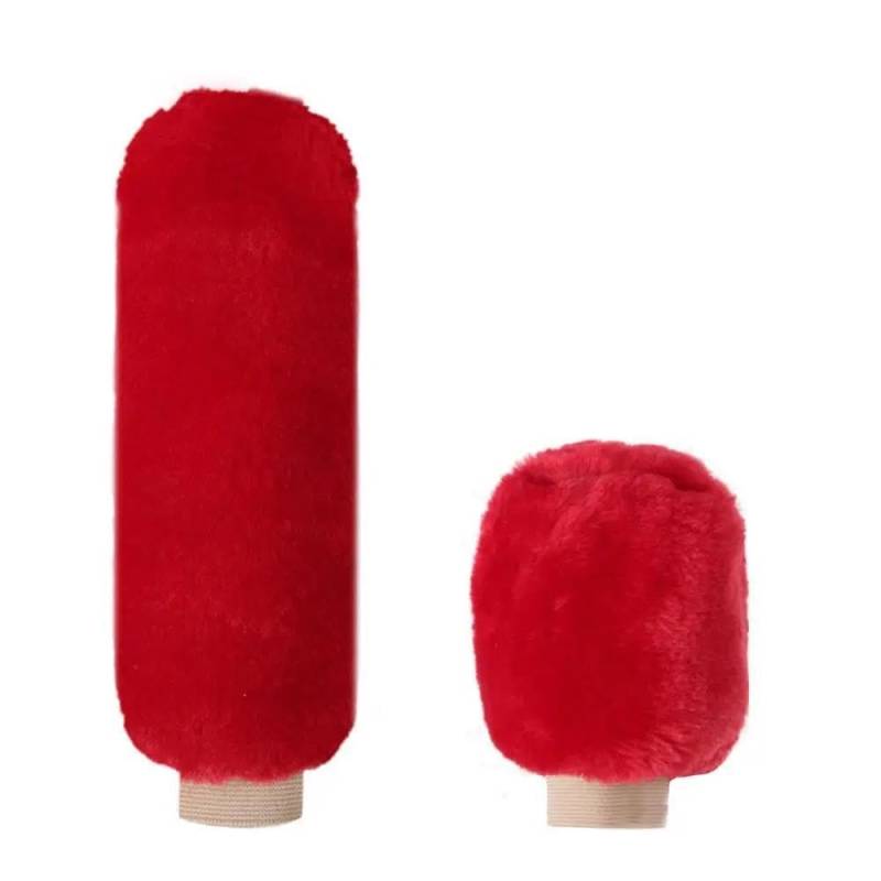 FIYVNSOP Schalthebel 2 Stück Auto-Handbremsgriff-Schutzhüllen Schaltknauf-Schutzhülle Plüsch-Handbremsgriff-Schutzhülle Weich Und Warm(Rood) von FIYVNSOP