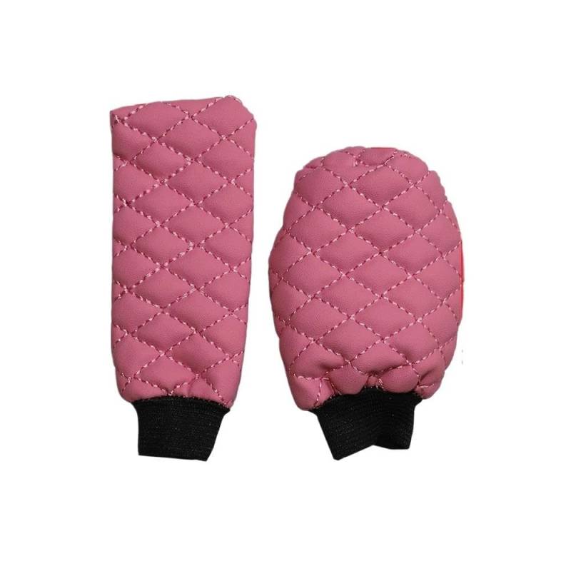 FIYVNSOP Schalthebel 2 Stück PU-Leder Auto Handbremse Abdeckung Manuelle Getriebe Griff Set Automotive Supplies Auto Zubehör(Pink) von FIYVNSOP
