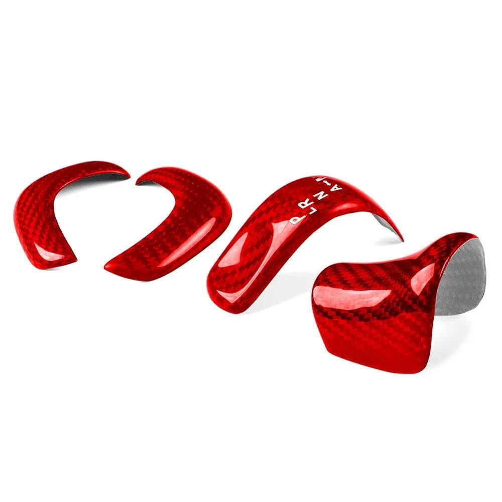 FIYVNSOP Schalthebel 4Pcs Real Carbon Fiber Auto Schaltknauf Abdeckung Dekoration Trim Für Nissan GTR R35 2017 2018 2019 2020 2021 2022(Rood) von FIYVNSOP