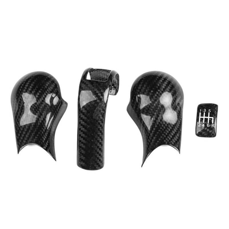 FIYVNSOP Schalthebel Für Nissan 350Z Z33 2003 2004 2005 2006 2007 2008 2009 4Pcs Carbon Fiber Auto Manuelle Schaltknauf Abdeckung Dekoration Trim(Black) von FIYVNSOP
