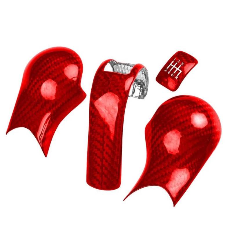 FIYVNSOP Schalthebel Für Nissan 350Z Z33 2003 2004 2005 2006 2007 2008 2009 4Pcs Carbon Fiber Auto Manuelle Schaltknauf Abdeckung Dekoration Trim(Rood) von FIYVNSOP