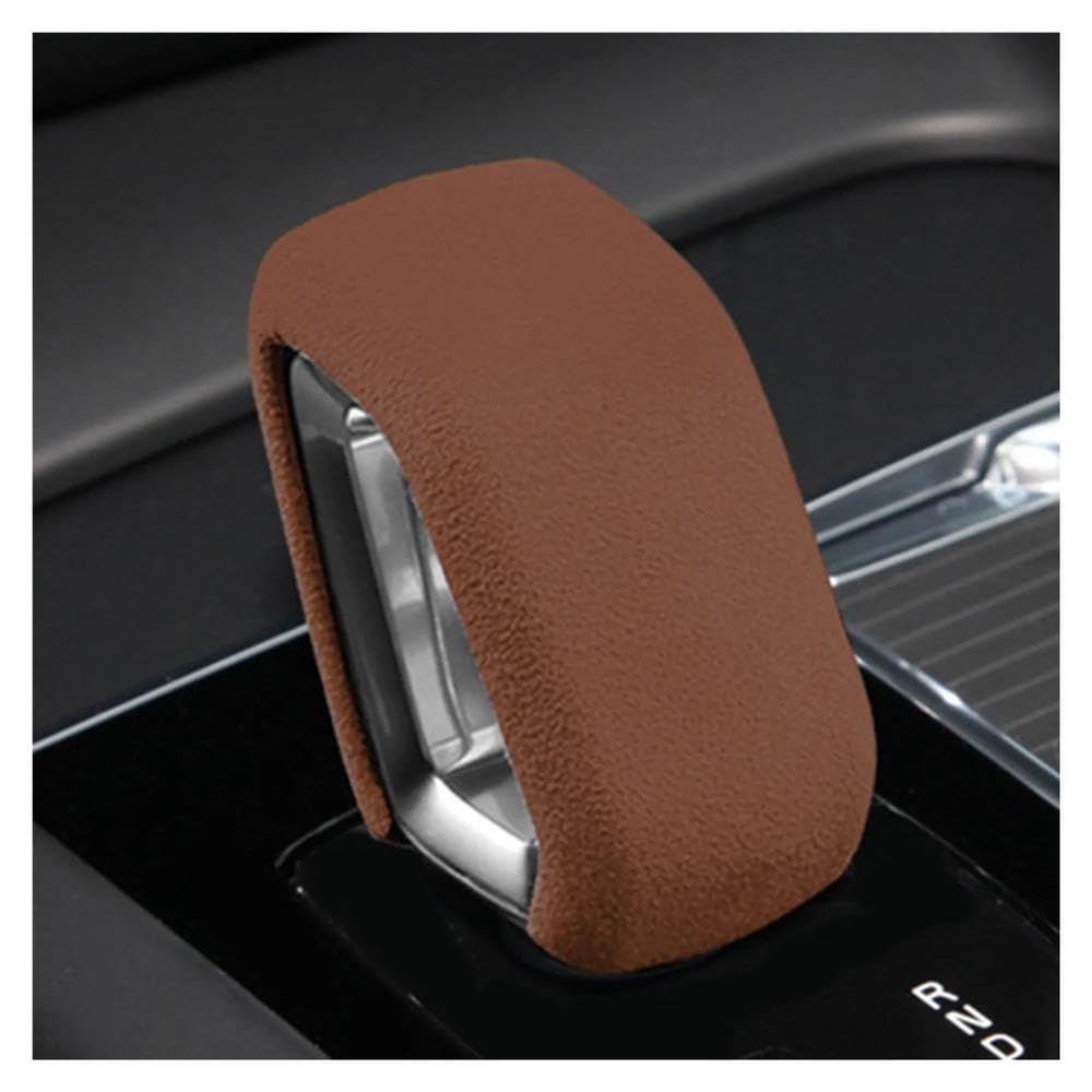 Schalthebel Wildleder-Schaltknauf-Trimmabdeckung Mittelkonsolen-Schaltaufkleber Für Volvo XC60 S90 XC90 S60 V60 XC40 V90CC 2022-(Brown) von FIYVNSOP