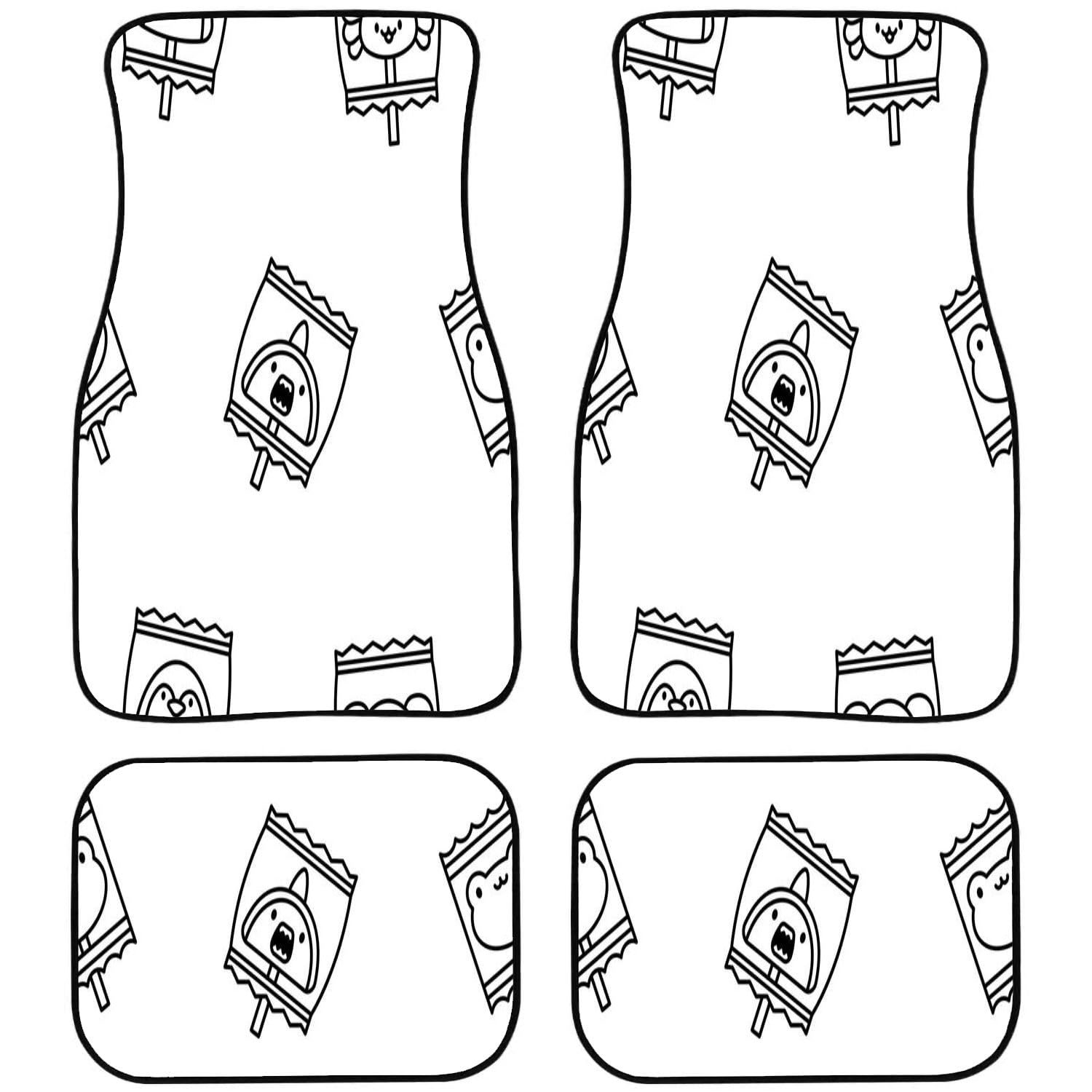 Auto-Universal-Teppich, Auto-Fußmatten, niedliche Tiere, Tasche, nahtloses Muster, Cartoon, lustige Charaktere, handverschleißfest, wasserdicht, passend für SUVs, Vans, LKWs, Limousinen, 4 Stück Auto-Universal-Teppich, Auto-Fußmatten, niedliche Tiere, Tasche, nahtloses Muster, Cartoon, lustige Charaktere, handverschleißfest, wasserdicht, passend für SUVs, Vans, LKWs, Limousinen, 4 Stück von FJAUOQ