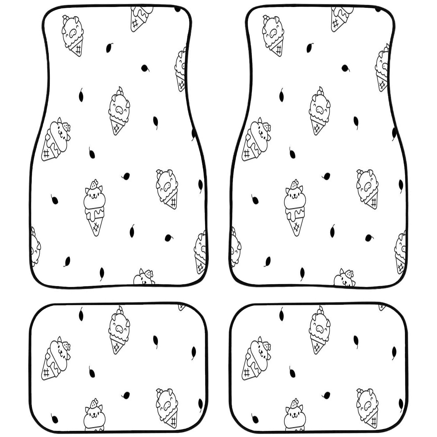 Auto-Universal-Teppich, Auto-Fußmatten, niedliche Tiere, Tasche, nahtloses Muster, Cartoon, lustige Charaktere, handverschleißfest, wasserdicht, passend für SUVs, Vans, LKWs, Limousinen, 4 Stück Auto-Universal-Teppich, Auto-Fußmatten, niedliche Tiere, Tasche, nahtloses Muster, Cartoon, lustige Charaktere, handverschleißfest, wasserdicht, passend für SUVs, Vans, LKWs, Limousinen, 4 Stück von FJAUOQ