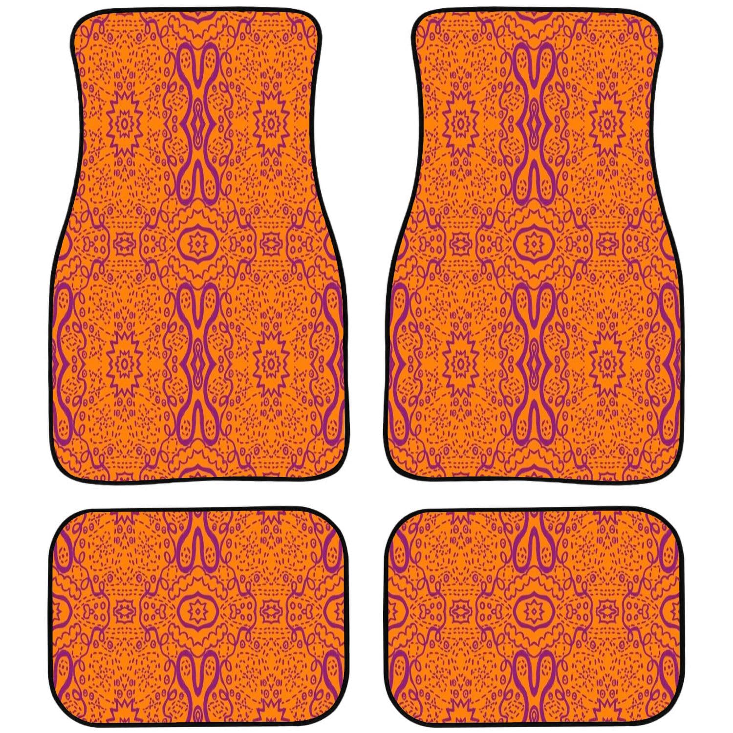 Auto-Universal-Teppich-Fußmatten, auffälliges 3D-geometrisches Muster, schwarz, für moderne, verschleißfeste, wasserdichte Passform für SUVs, Vans, LKWs, Limousinen, 4 Stück von FJAUOQ