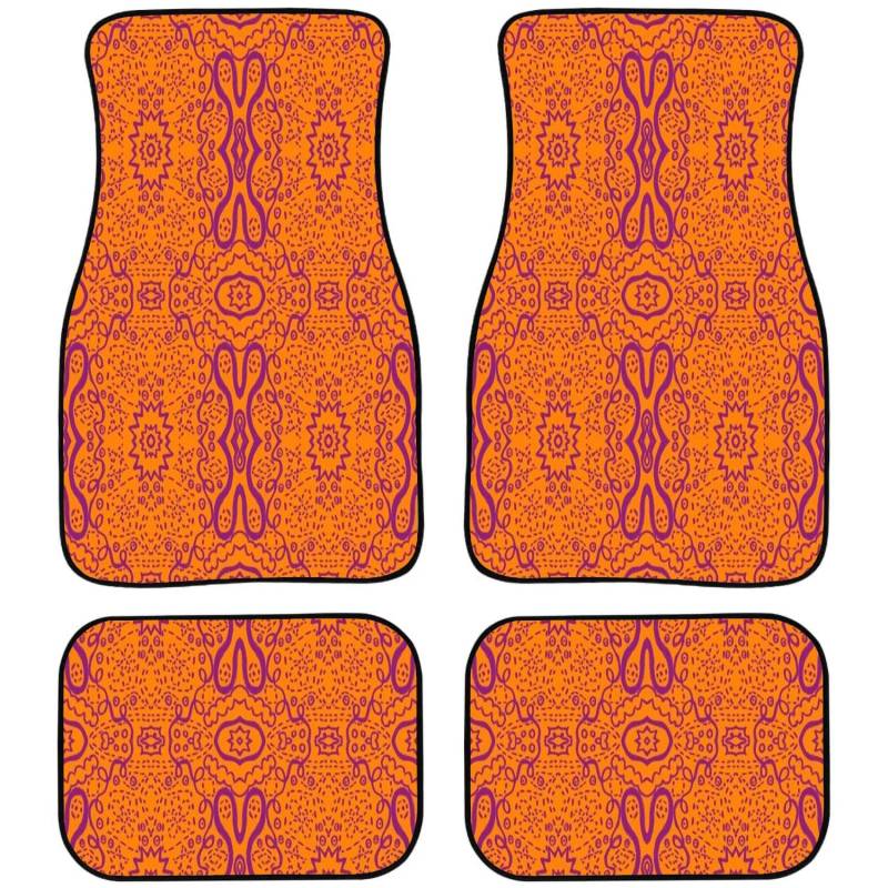 Auto-Universal-Teppich-Fußmatten, auffälliges 3D-geometrisches Muster, schwarz, für moderne, verschleißfeste, wasserdichte Passform für SUVs, Vans, LKWs, Limousinen, 4 Stück von FJAUOQ