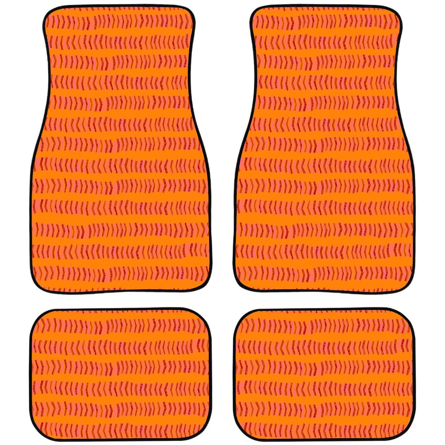 Auto Universal Teppich-Fußmatten-Set, ästhetisch, zeitgenössisch, nahtloses Muster, abstrakt, minimale Linie, verschleißfest, wasserdicht, passend für SUVs, Vans, LKWs, Limousinen, 4-teiliges Set von FJAUOQ
