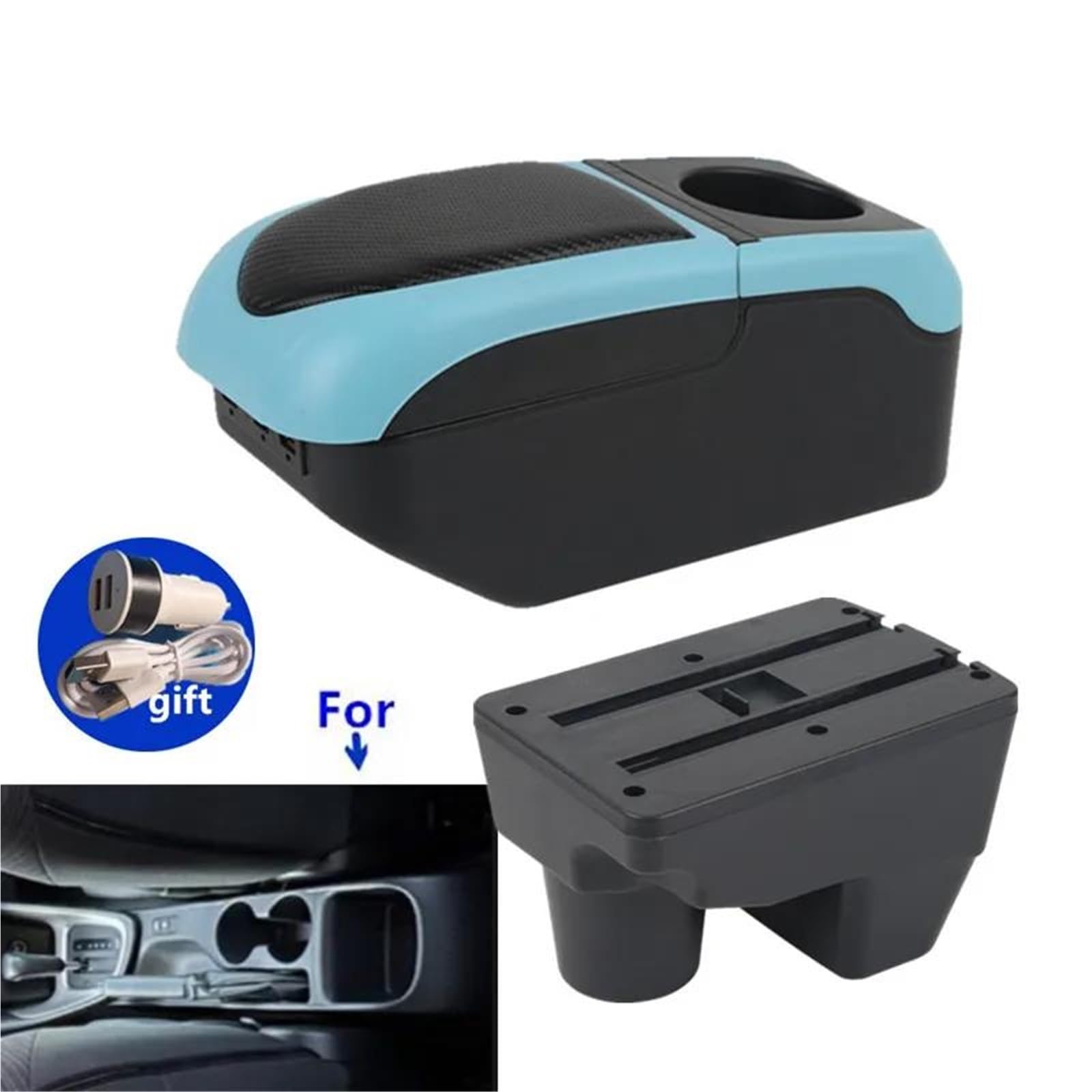 Armlehne Armlehne Für Toyota Für Yaris Für Elegant Für GR Yaris 2001-2024 Autoarmlehnenbox Aufbewahrungsbox Autozubehör Mittelarmlehne Ablagefach(Black-blue) von FJGIGN