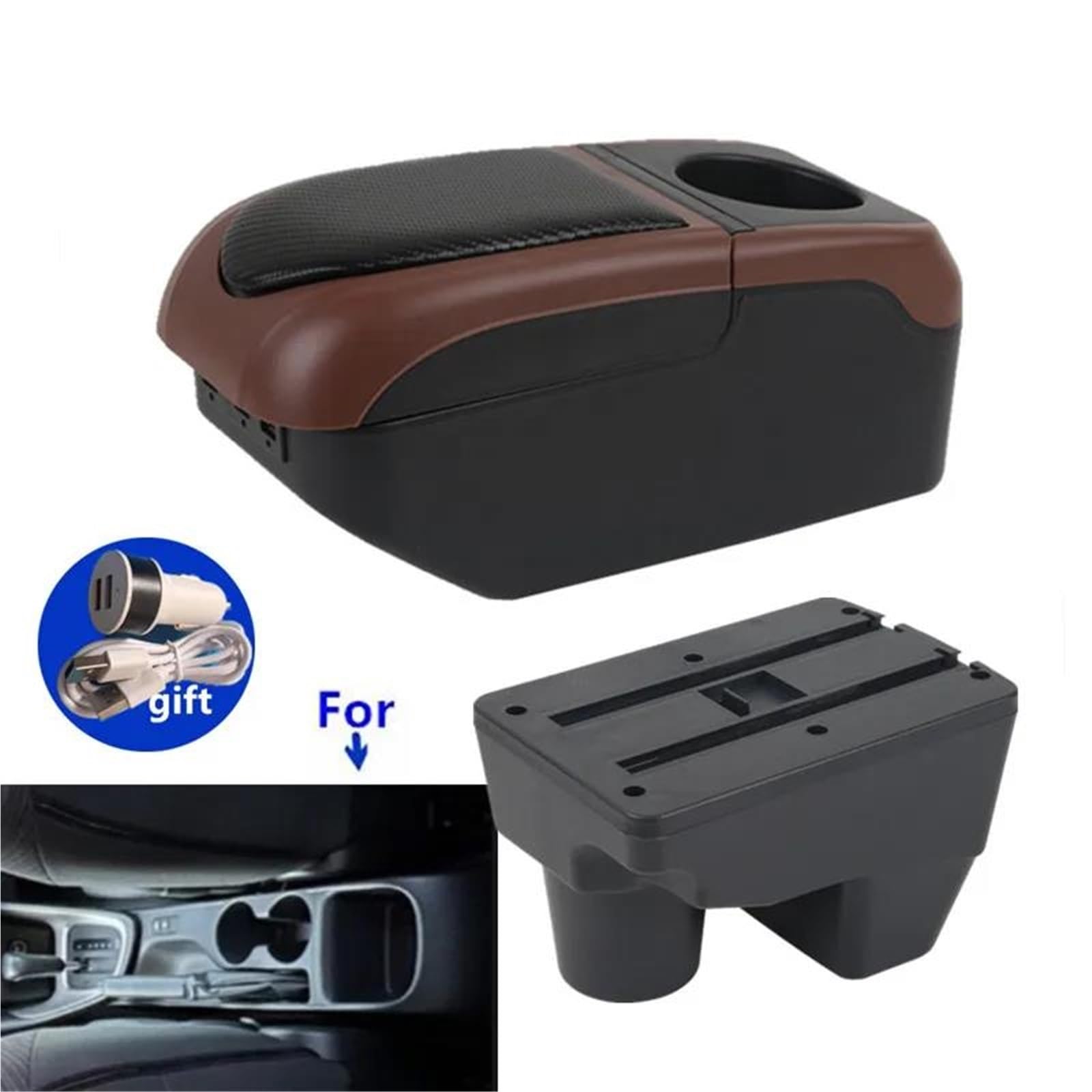 Armlehne Armlehne Für Toyota Für Yaris Für Elegant Für GR Yaris 2001-2024 Autoarmlehnenbox Aufbewahrungsbox Autozubehör Mittelarmlehne Ablagefach(Black-coffee) von FJGIGN