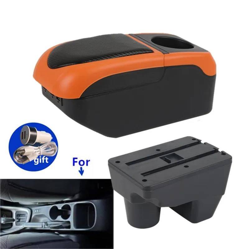 Armlehne Armlehne Für Toyota Für Yaris Für Elegant Für GR Yaris 2001-2024 Autoarmlehnenbox Aufbewahrungsbox Autozubehör Mittelarmlehne Ablagefach(Black-orange) von FJGIGN