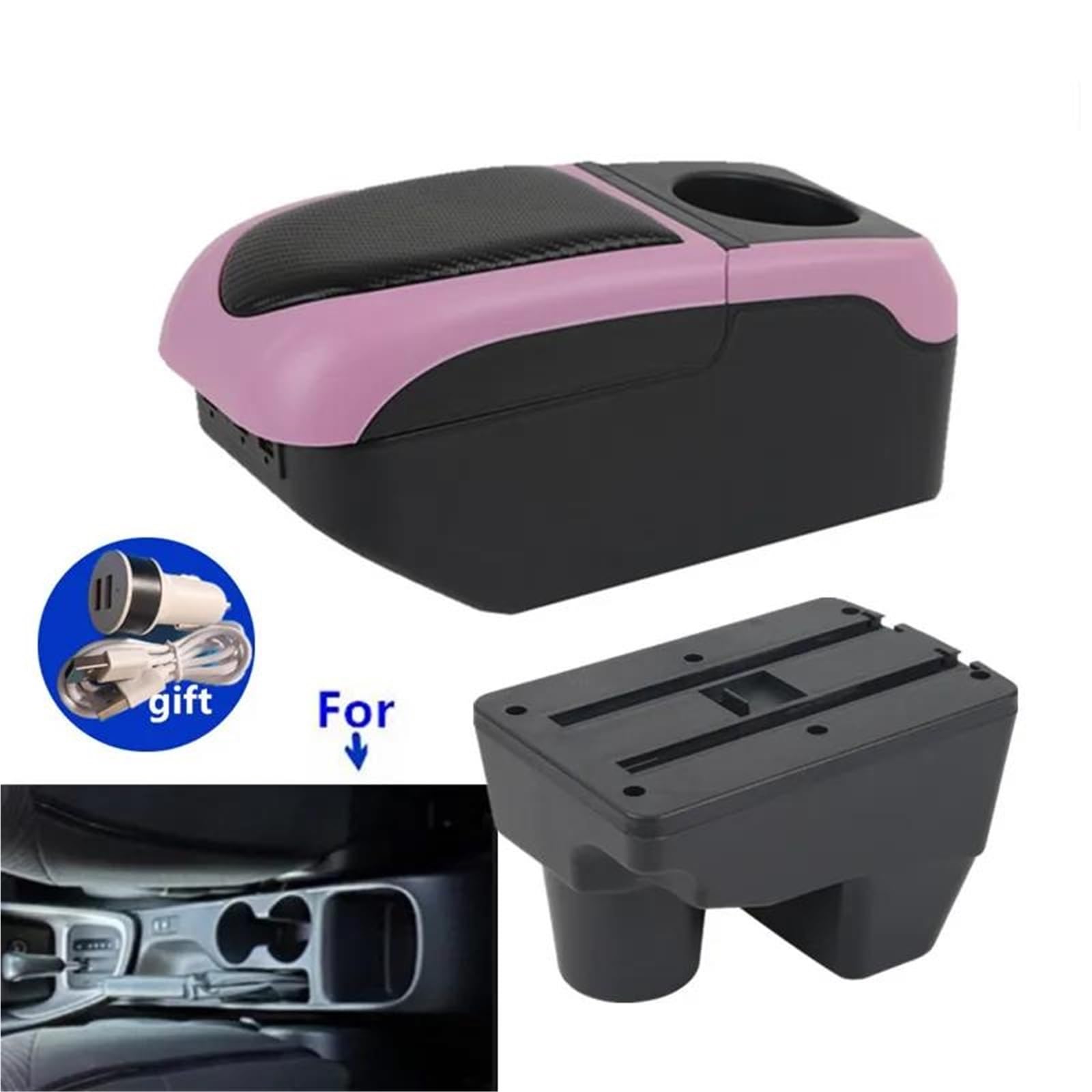 Armlehne Armlehne Für Toyota Für Yaris Für Elegant Für GR Yaris 2001-2024 Autoarmlehnenbox Aufbewahrungsbox Autozubehör Mittelarmlehne Ablagefach(Black-pink) von FJGIGN