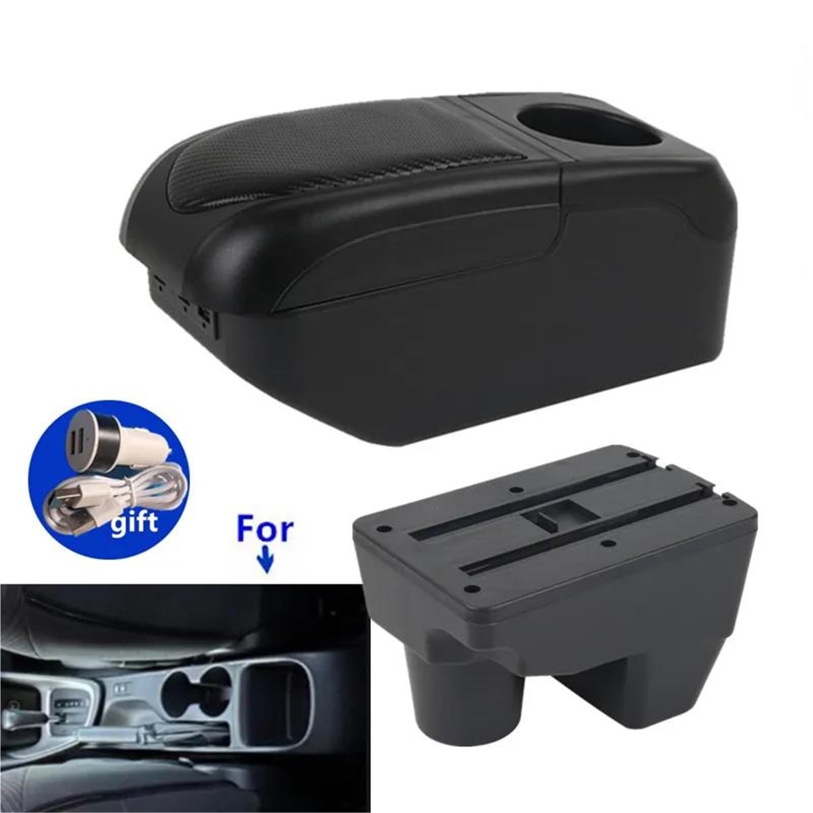 Armlehne Armlehne Für Toyota Für Yaris Für Elegant Für GR Yaris 2001-2024 Autoarmlehnenbox Aufbewahrungsbox Autozubehör Mittelarmlehne Ablagefach(Schwarz) von FJGIGN
