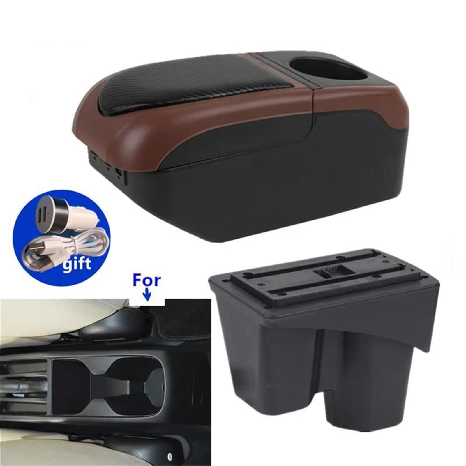 Armlehne Armlehnenbox Für City Armlehnenbox Für Den Innenraum Spezielle Nachrüst-Mittelaufbewahrungsbox Autozubehör Mittelarmlehne Ablagefach(Black-coffee) von FJGIGN