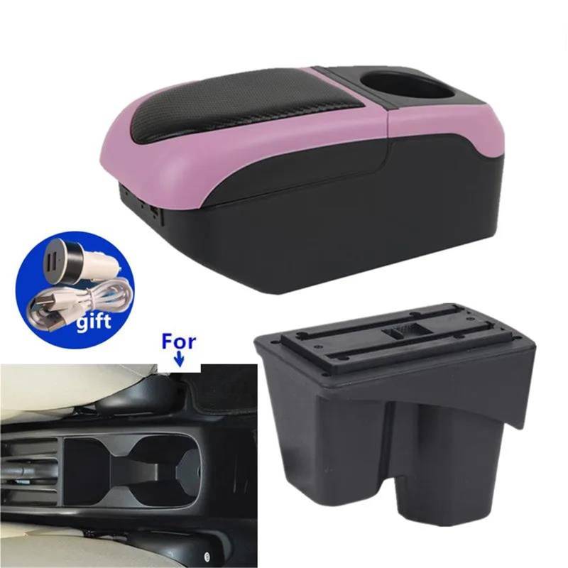 Armlehne Armlehnenbox Für City Armlehnenbox Für Den Innenraum Spezielle Nachrüst-Mittelaufbewahrungsbox Autozubehör Mittelarmlehne Ablagefach(Black-pink) von FJGIGN