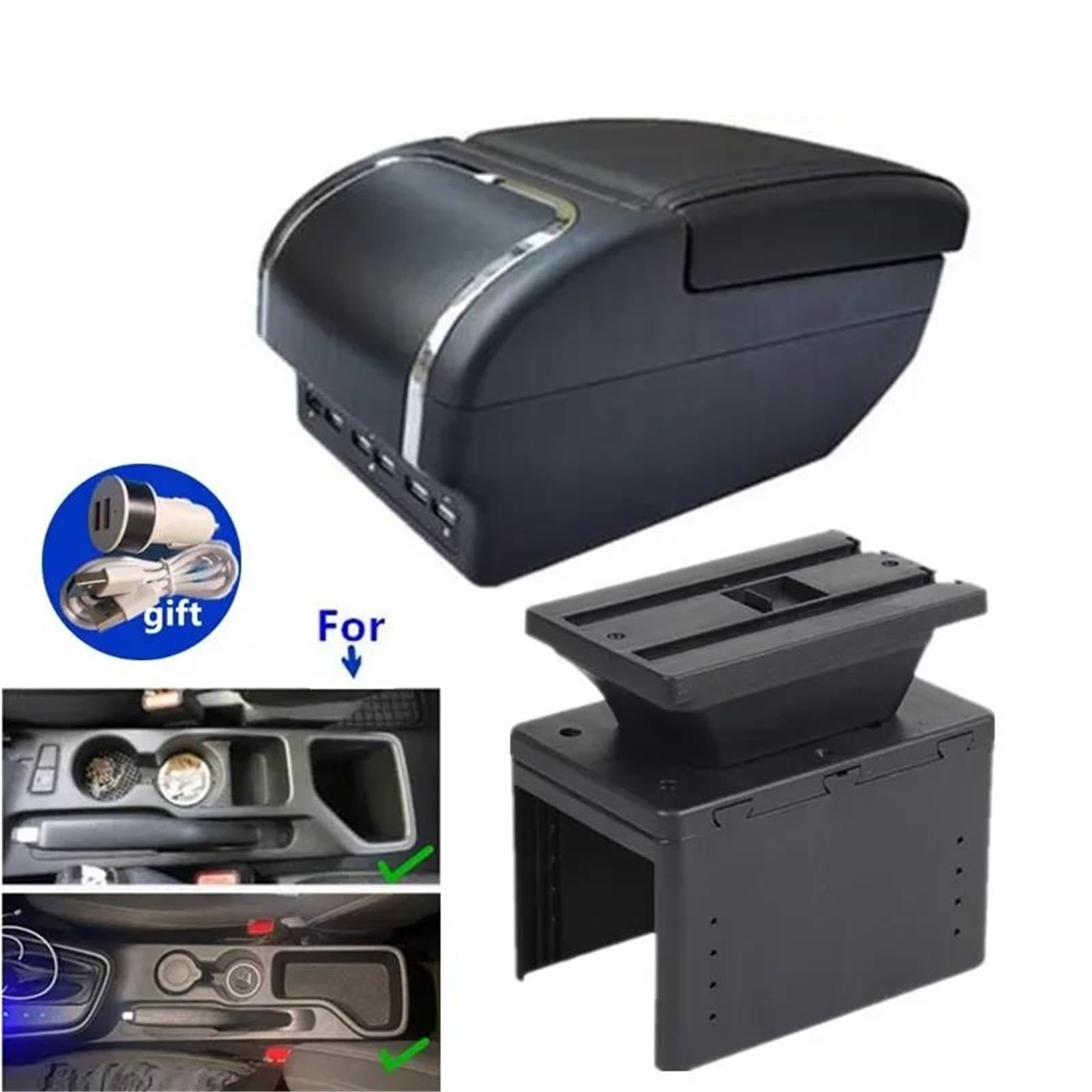 Armlehne Armlehnenbox Für Hyundai Für I20 2021-2023 Autoarmlehne Dedizierte Innenaufbewahrungsbox Autozubehör Mittelarmlehne Ablagefach(Style E1) von FJGIGN