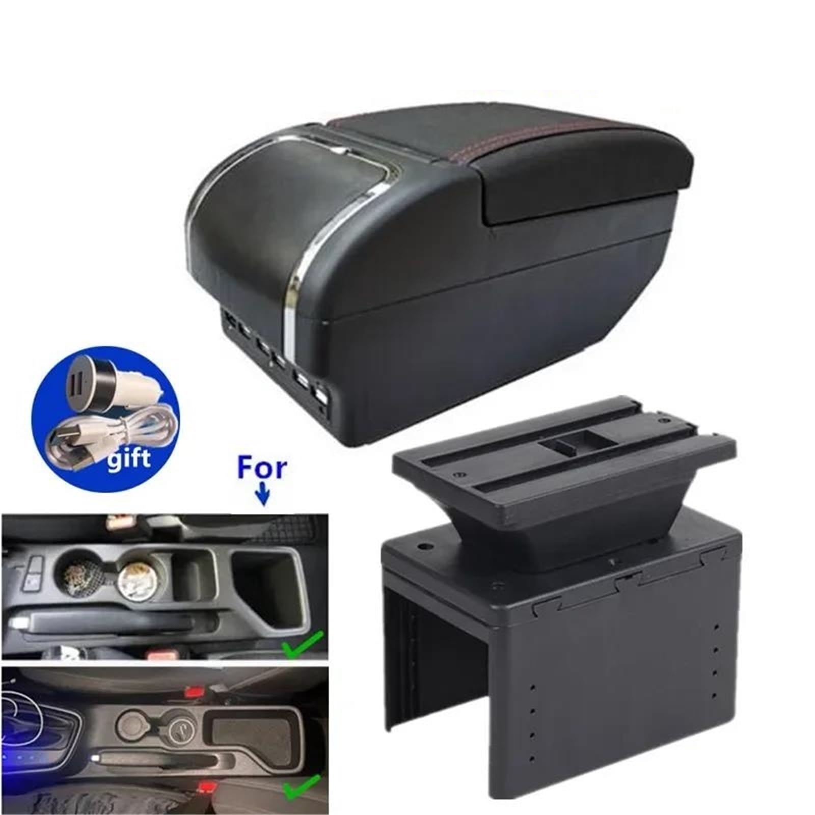 Armlehne Armlehnenbox Für Hyundai Für I20 2021-2023 Autoarmlehne Dedizierte Innenaufbewahrungsbox Autozubehör Mittelarmlehne Ablagefach(Style E2) von FJGIGN
