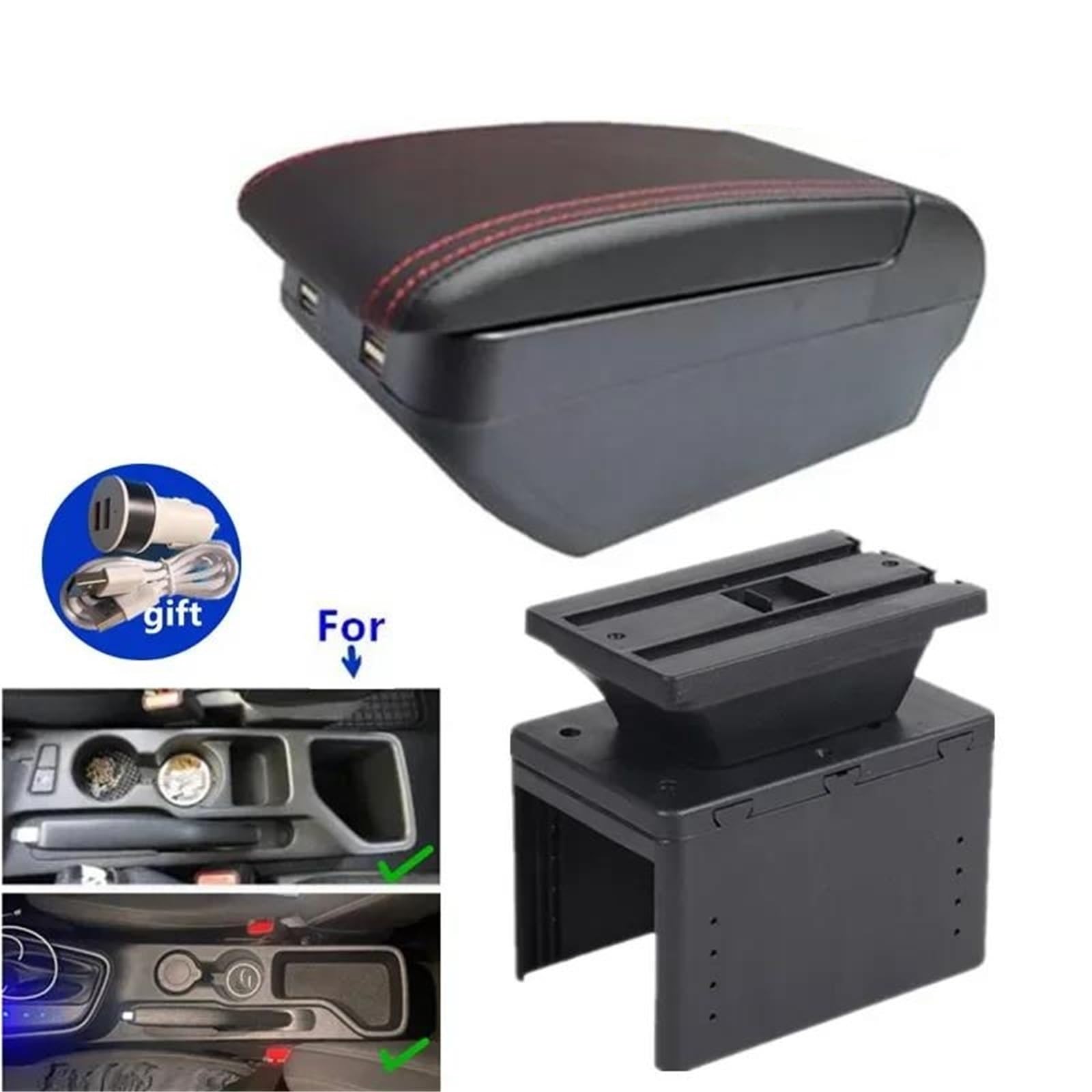 Armlehne Armlehnenbox Für Hyundai Für I20 2021-2023 Autoarmlehne Dedizierte Innenaufbewahrungsbox Autozubehör Mittelarmlehne Ablagefach(Style H2) von FJGIGN