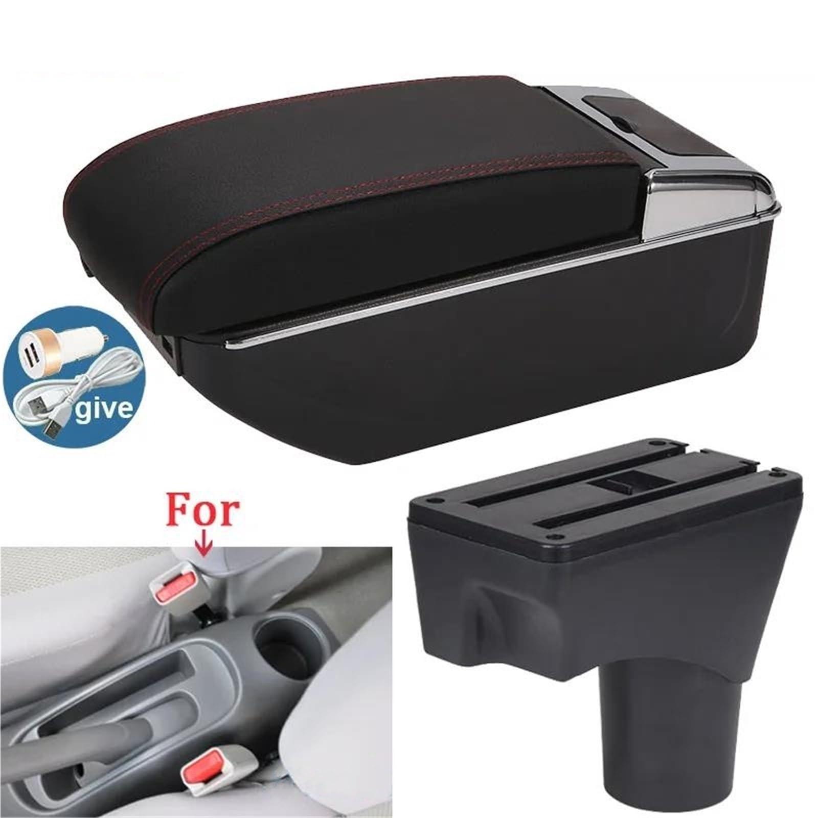 Armlehne Armlehnenbox Für Nissan Für March Für Micra 2010-2022 Autoarmlehne Aufbewahrungsbox Schnittstelle Mittelkonsole Arm Mittelarmlehne Ablagefach(Style B1) von FJGIGN