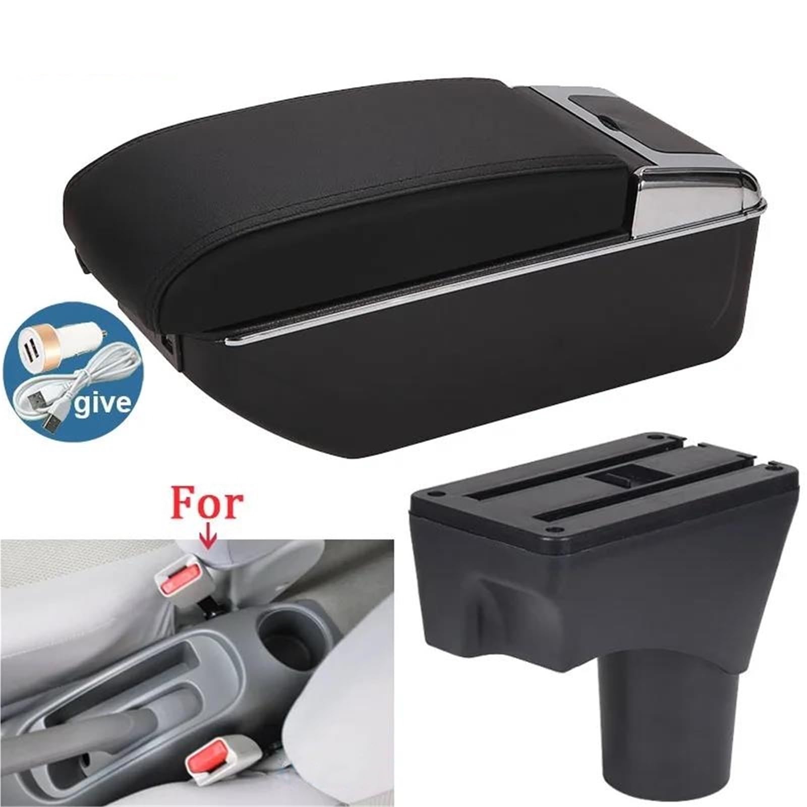 Armlehne Armlehnenbox Für Nissan Für March Für Micra 2010-2022 Autoarmlehne Aufbewahrungsbox Schnittstelle Mittelkonsole Arm Mittelarmlehne Ablagefach(Style B2) von FJGIGN