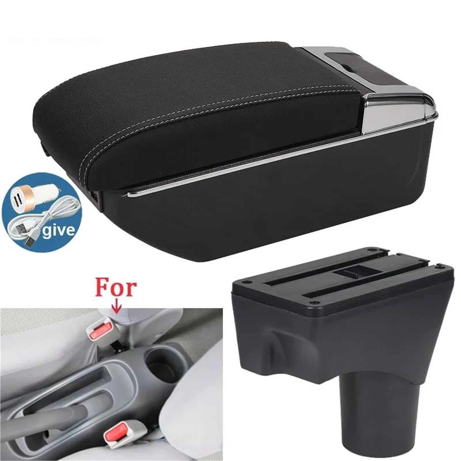 Armlehne Armlehnenbox Für Nissan Für March Für Micra 2010-2022 Autoarmlehne Aufbewahrungsbox Schnittstelle Mittelkonsole Arm Mittelarmlehne Ablagefach(Style B3) von FJGIGN