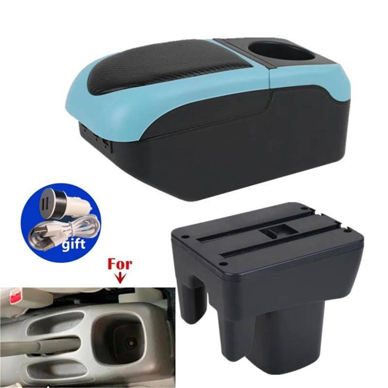 Armlehne Armlehnenbox Für Toyota Für Avanza 2009–2015 Armlehnenbox Aufbewahrungsbox Interne Nachrüstung USB-Ladefunktion Mittelarmlehne Ablagefach(Black-blue) von FJGIGN