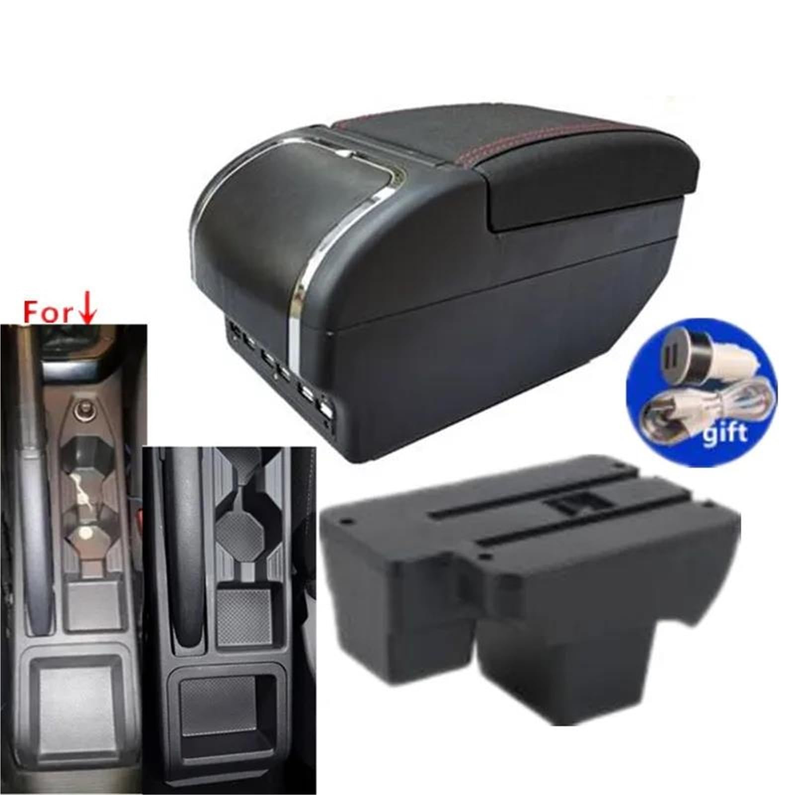 Armlehne Armlehnenbox Für VW Für Polo 2019-2024 Autoarmlehne Aufbewahrungsbox Nachrüstteile Autozubehör Mittelarmlehne Ablagefach(Style E2) von FJGIGN