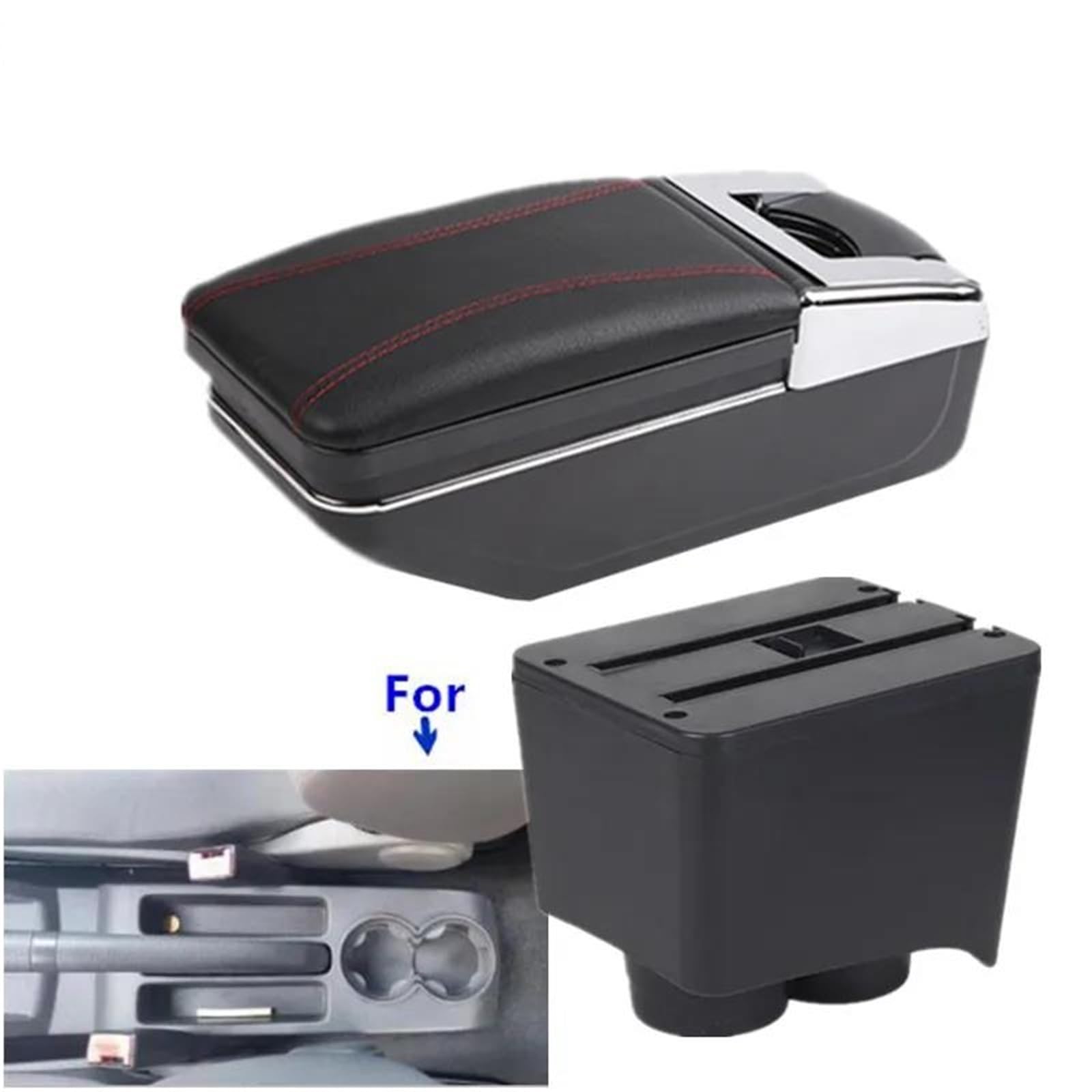 Armlehne Armlehnenbox Für VW Für Polo 9N 3 Mk4 2002-2009 Autoarmlehnenbox Innenraum Nachrüst-Aufbewahrungsbox Autozubehör Mittelarmlehne Ablagefach(Style A2) von FJGIGN