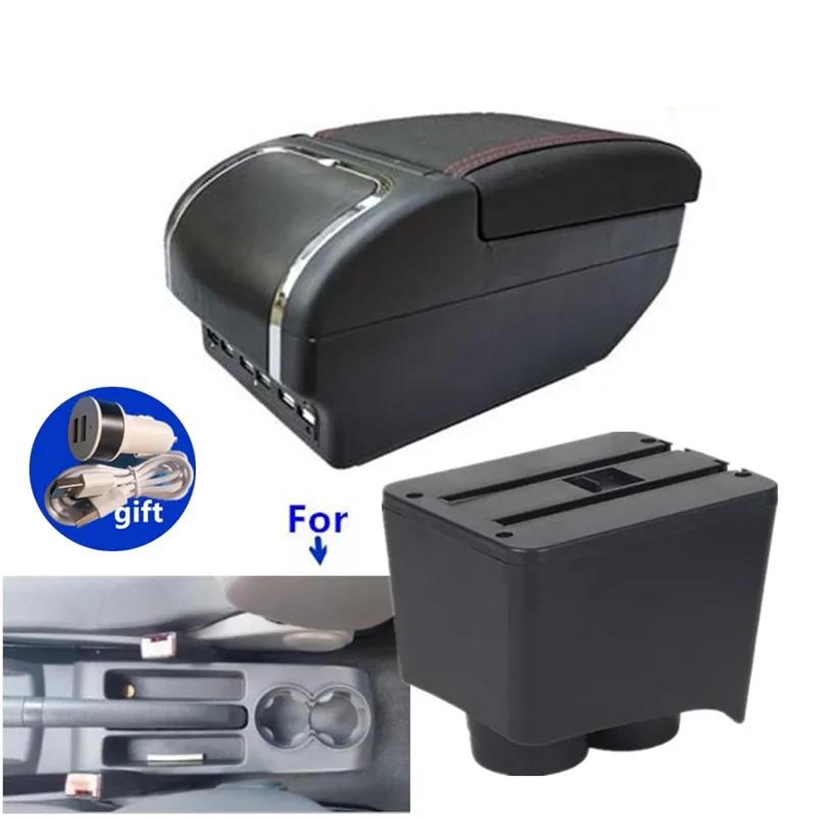 Armlehne Armlehnenbox Für VW Für Polo 9N 3 Mk4 2002-2009 Autoarmlehnenbox Innenraum Nachrüst-Aufbewahrungsbox Autozubehör Mittelarmlehne Ablagefach(Style E2) von FJGIGN