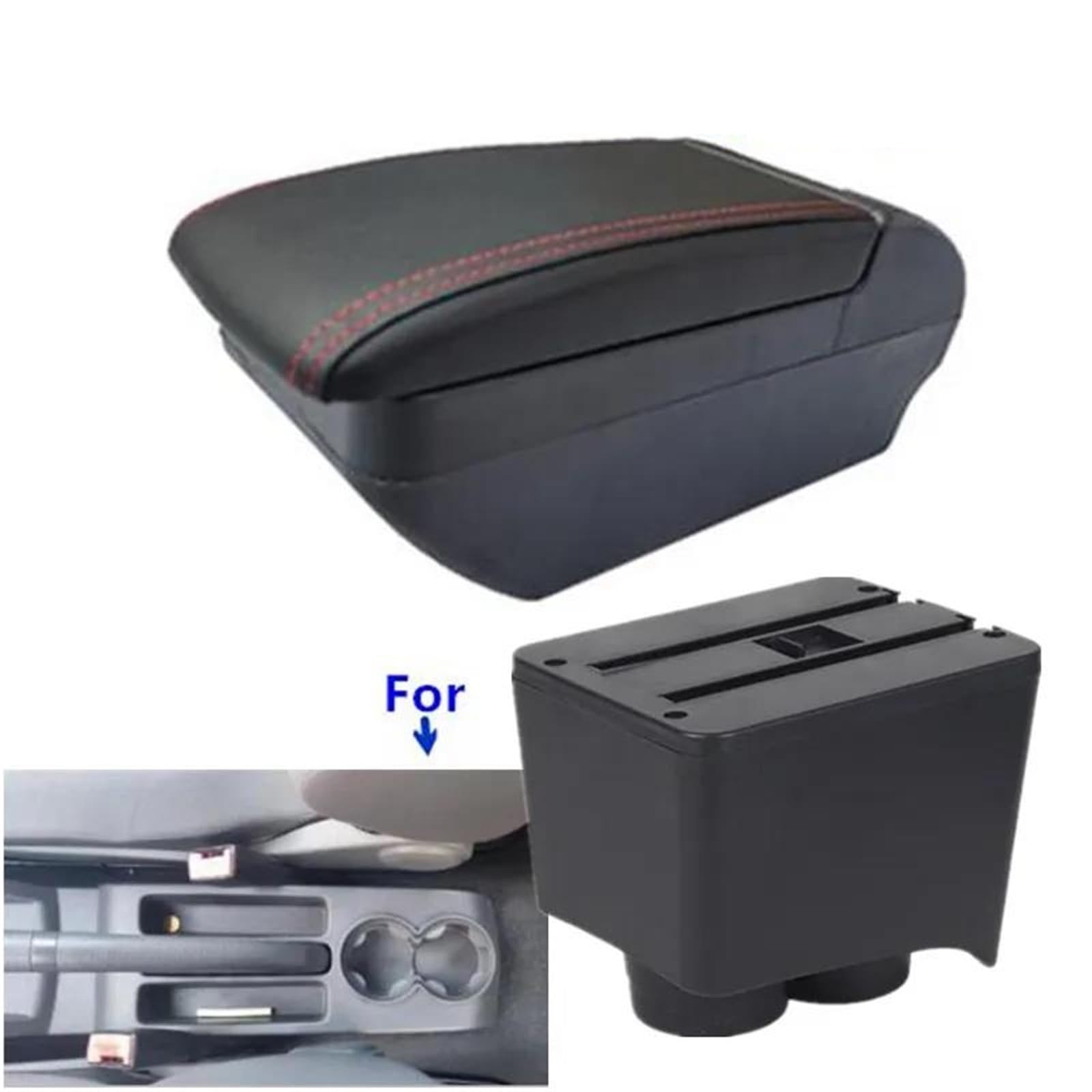 Armlehne Armlehnenbox Für VW Für Polo 9N 3 Mk4 2002-2009 Autoarmlehnenbox Innenraum Nachrüst-Aufbewahrungsbox Autozubehör Mittelarmlehne Ablagefach(Style F2) von FJGIGN