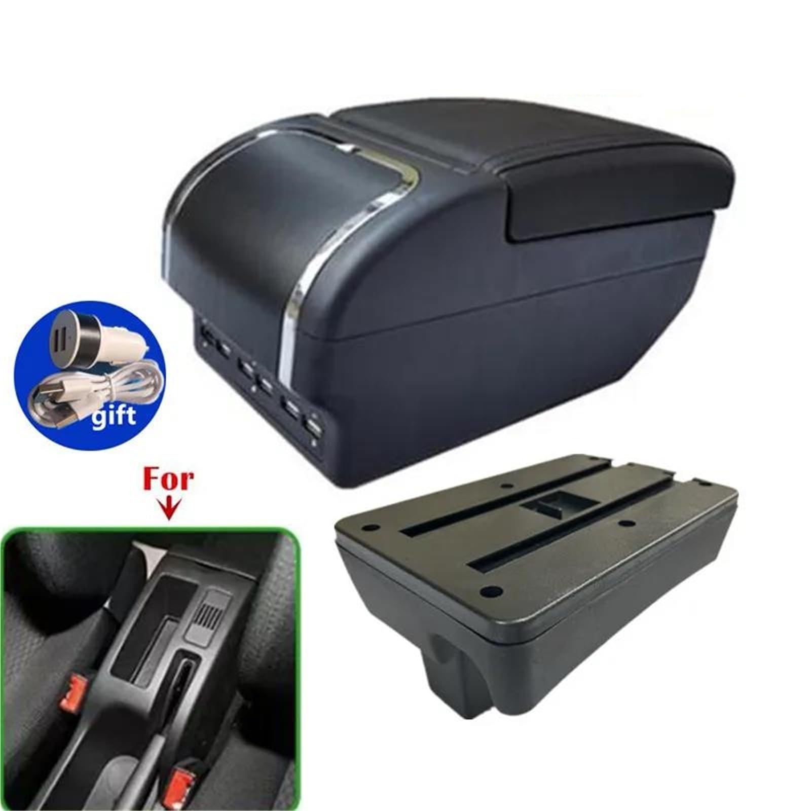 Armlehne Autoarmlehne Für Peugeot Für 307 CC Armlehnenbox Cabrio Aufbewahrungsbox Innenraum Nachrüstung Autozubehör Mittelarmlehne Ablagefach(Style E1) von FJGIGN