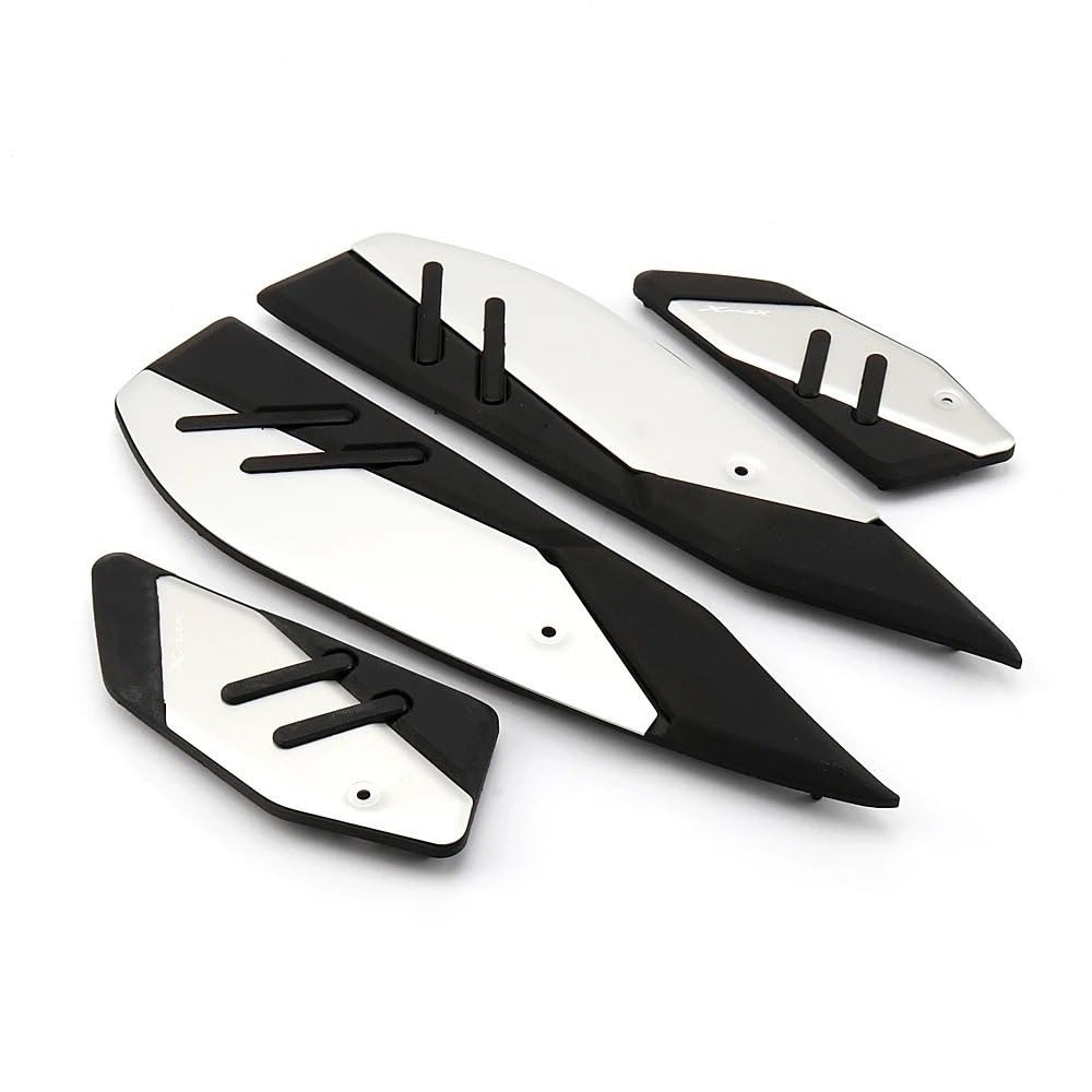 FJHEBIOUB Motorcycle Pedal Für X-MAX 125 250 300 400 XMAX125 XMAX250 XMAX300 XMAX400 2017-2024 Motorrad Fußstütze Fuß Pads Pedal Platte(Front and Rear Pedals - Silver) von FJHEBIOUB
