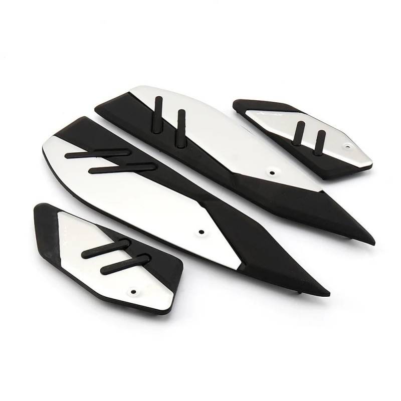 FJHEBIOUB Motorcycle Pedal Für X-MAX 125 250 300 400 XMAX125 XMAX250 XMAX300 XMAX400 2017-2024 Motorrad Fußstütze Fuß Pads Pedal Platte(Front and Rear Pedals - Silver) von FJHEBIOUB