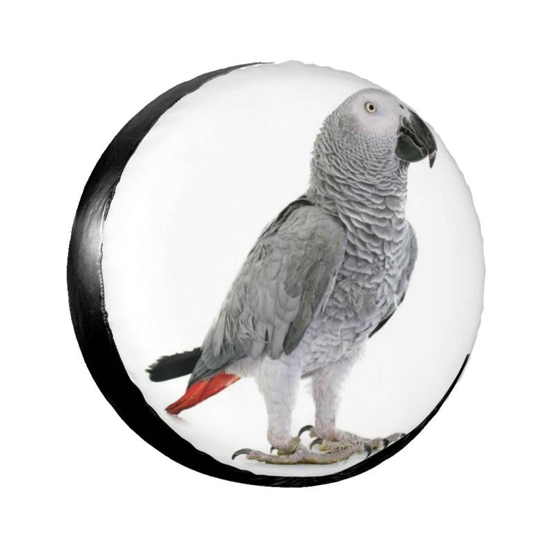 African Grey Parrot Wildlife Bird Portrait Reserveradabdeckung, wasserdichte Radreifenabdeckung, universell passend für Jeep, Anhänger, Wohnmobil, SUV und viele andere Fahrzeuge, Wohnmobil, Reisezub von FJQWKLF
