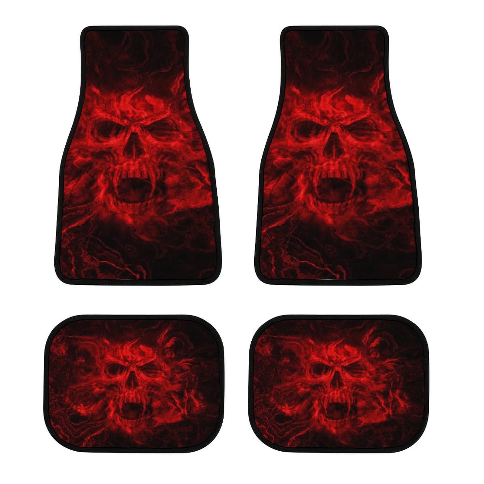 FJQWKLF Auto-Fußmatten mit rotem Totenkopf, universelle Passform, für vorne/hinten, 4-teiliges komplettes Set für SUV/LKW, Teppich-Automatten, Autoteppich, Innenausstattung von Decortaive FJQWKLF Auto-Fußmatten mit rotem Totenkopf, universelle Passform, für vorne/hinten, 4-teiliges komplettes Set für SUV/LKW, Teppich-Automatten, Autoteppich, Innenausstattung von Decortaive von FJQWKLF