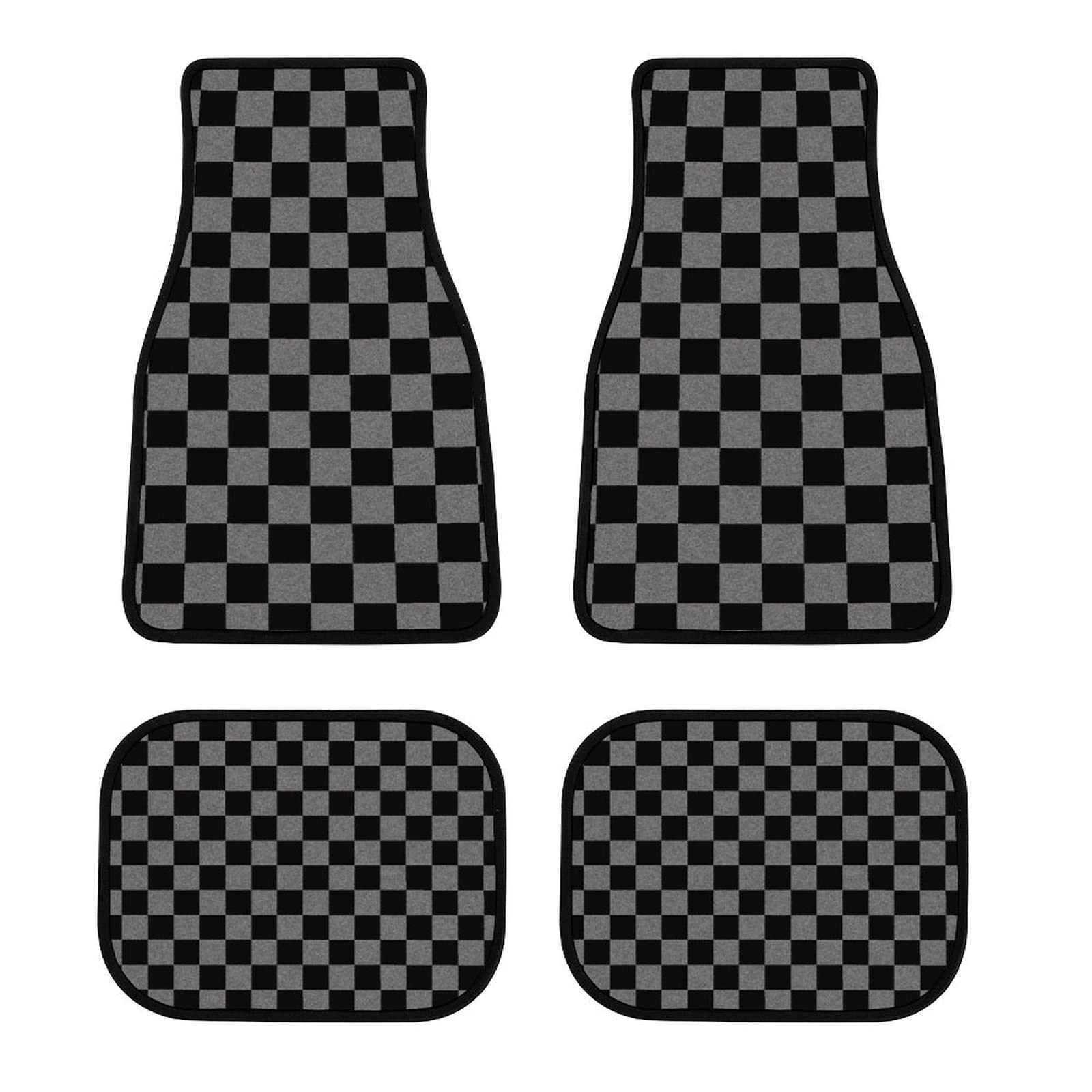 Bodenmatten fürs Auto mit Vintage-Karomuster, schwarz, universelle Passform, für vorne/hinten, 4-teiliges komplettes Set für SUV/LKW, Teppich-Automatten, Autoteppich, Innenausstattung, Decortaive Bodenmatten fürs Auto mit Vintage-Karomuster, schwarz, universelle Passform, für vorne/hinten, 4-teiliges komplettes Set für SUV/LKW, Teppich-Automatten, Autoteppich, Innenausstattung, Decortaive von FJQWKLF
