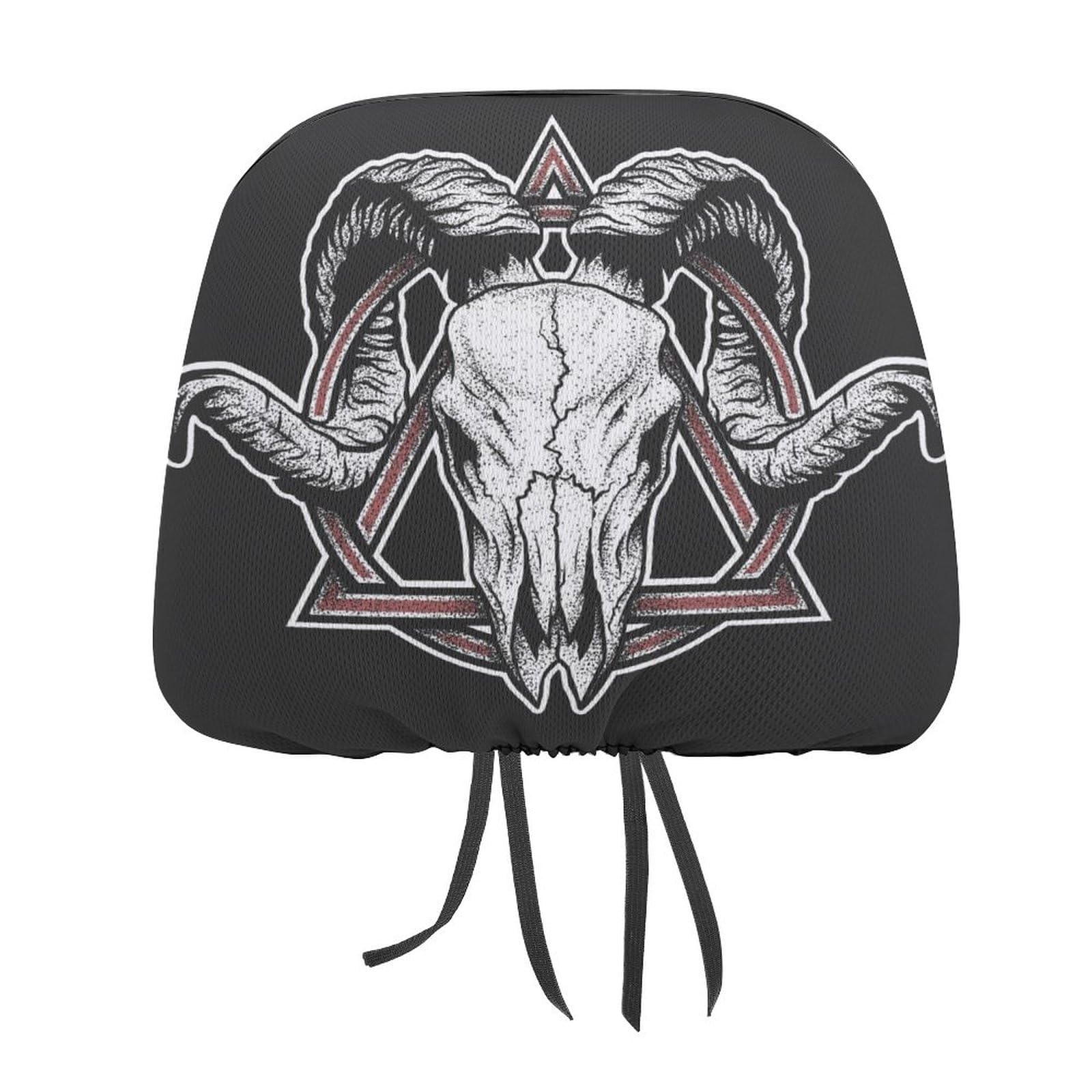 FJQWKLF Kopfstützenbezüge fürs Auto mit Widder-Totenkopf-Aufdruck, neuartiger Aufdruck, universelle dekorative Bezüge, 2er-Pack Kopfstützenbezüge FJQWKLF Kopfstützenbezüge fürs Auto mit Widder-Totenkopf-Aufdruck, neuartiger Aufdruck, universelle dekorative Bezüge, 2er-Pack Kopfstützenbezüge von FJQWKLF
