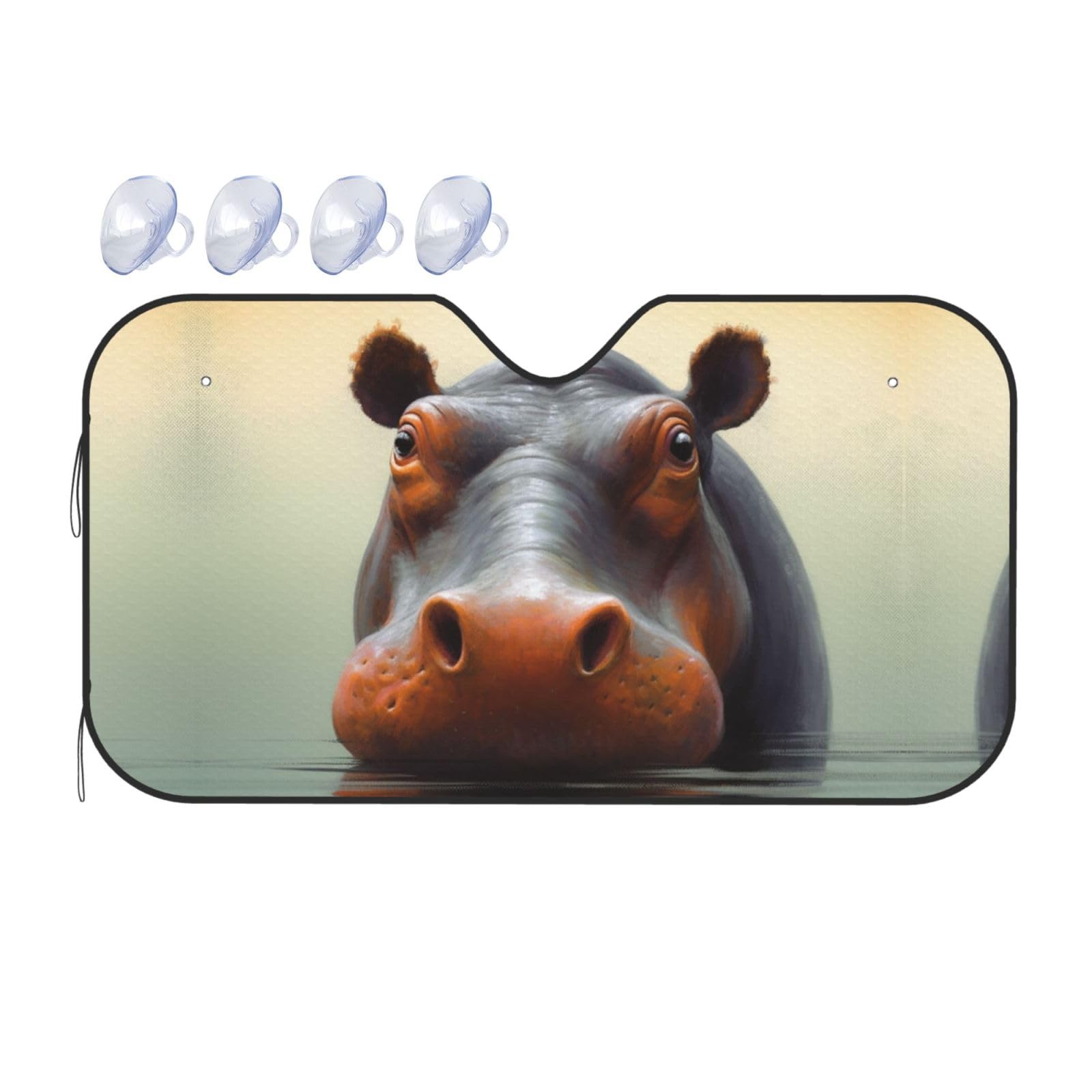 Hippo Auto-Windschutzscheiben-Sonnenschutz, faltbar, für die meisten Autos, Auto-Sonnenschutz, Hitzeschutz für Frontscheibe, Sonnenblende, klein Hippo Auto-Windschutzscheiben-Sonnenschutz, faltbar, für die meisten Autos, Auto-Sonnenschutz, Hitzeschutz für Frontscheibe, Sonnenblende, klein von FJWSLCH