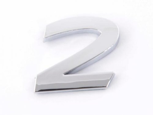 Chrom Aufkleber 3D Car Logo Klebezahl Chromzahl 2 ca. 26mm hoch von universal
