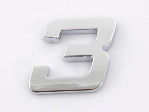 Chrom Aufkleber 3D Car Logo Klebezahl Chromzahl 3 ca. 26mm hoch von FK Automotive