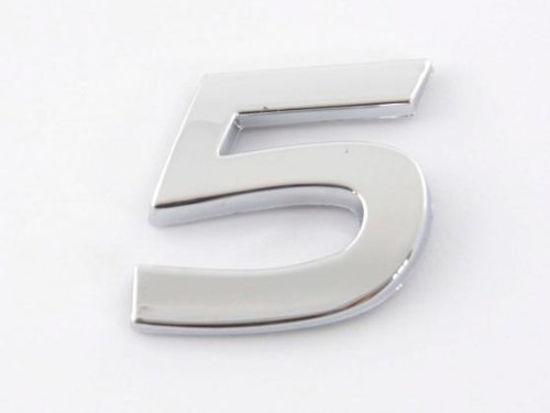 Chrom Aufkleber 3D Car Logo Klebezahl Chromzahl 5 ca. 26mm hoch von FK Automotive