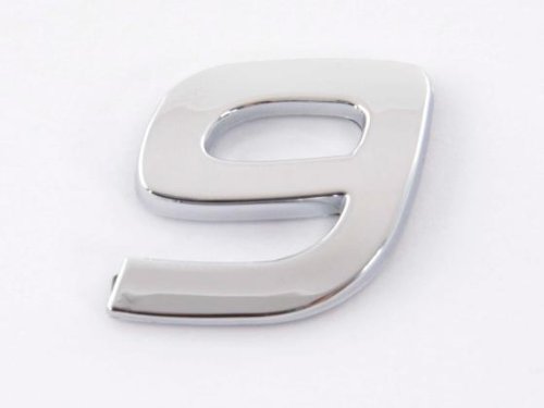 Chrom Aufkleber 3D Car Logo Klebezahl Chromzahl 9 ca. 26mm hoch von FK Automotive