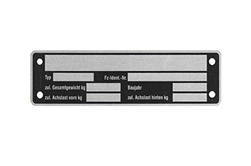 1 x Blanko Typenschild Anhängertypenschild Neutral Anhänger von FKAnhängerteile