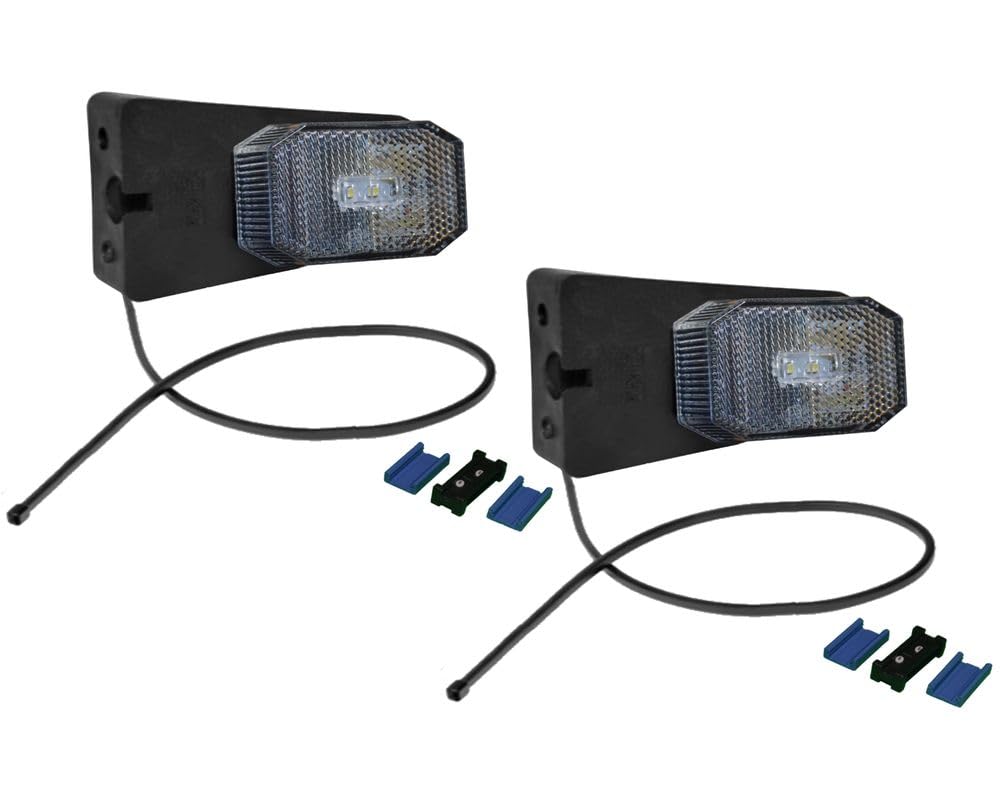 FKAnhängerteile 2 x Aspöck Flexipoint 1 LED weiß m. Halter + 0,5m Kabel + DC-Verbinder - 31-6369-007 von FKAnhängerteile